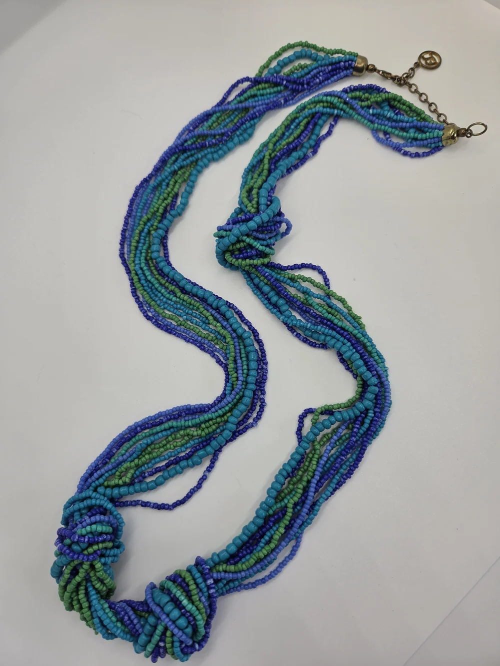 Erica Lyons Turquoise, Cobalt & Kelly-Green Multi-Strand Seed Bead Necklace